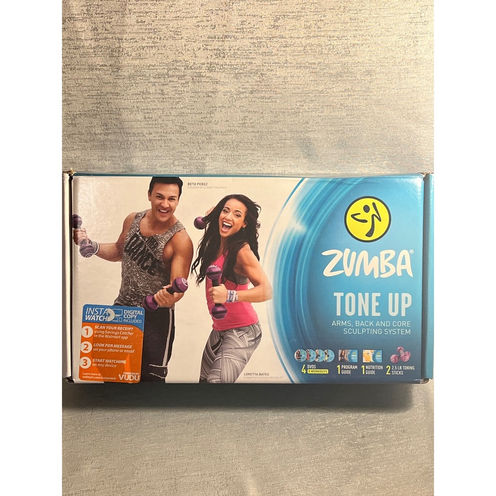 Zumba Tone Up Arms Back and Core Sculpting System 4 DVD Set 2.5lb Toning Sticks